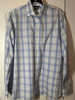 1901 Light Blue and White Plaid Dress Shirt
